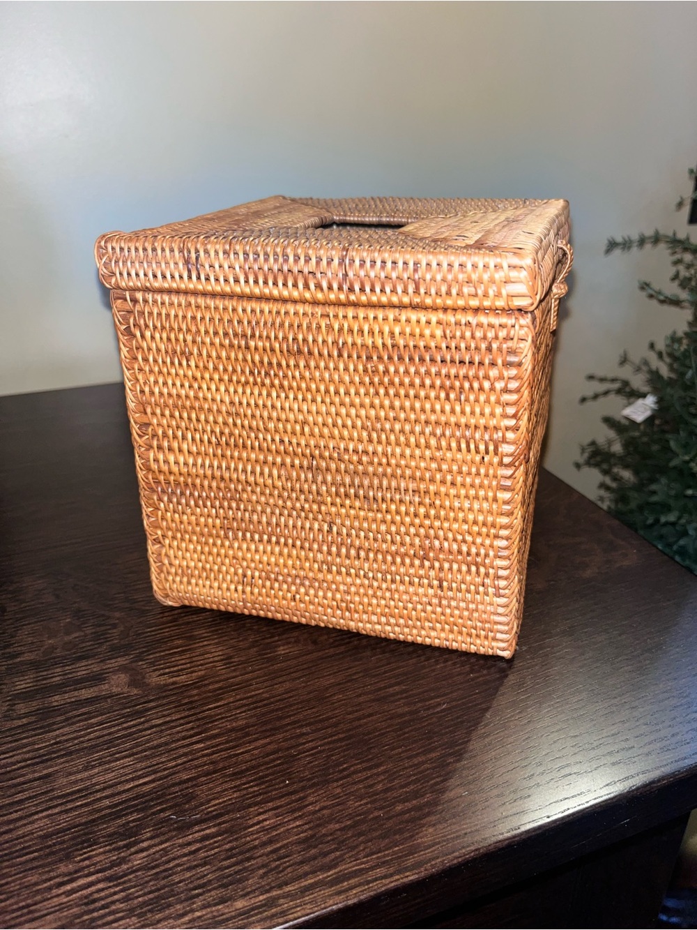 A vintage woven rattan Kleenex tissue cover Bohemian standard square style - Picture 2 of 6